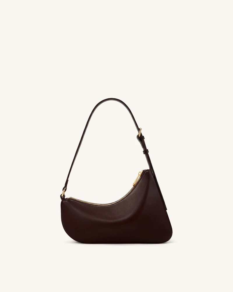 Harlee Geschwungene Schultertasche mit Reißverschluss - Dunkelbraun