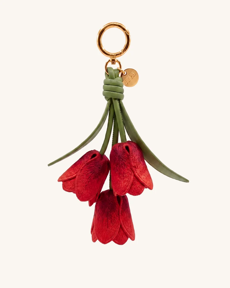3D-bestickter Tulpen-Taschenanhänger - Farbverlauf-Rot