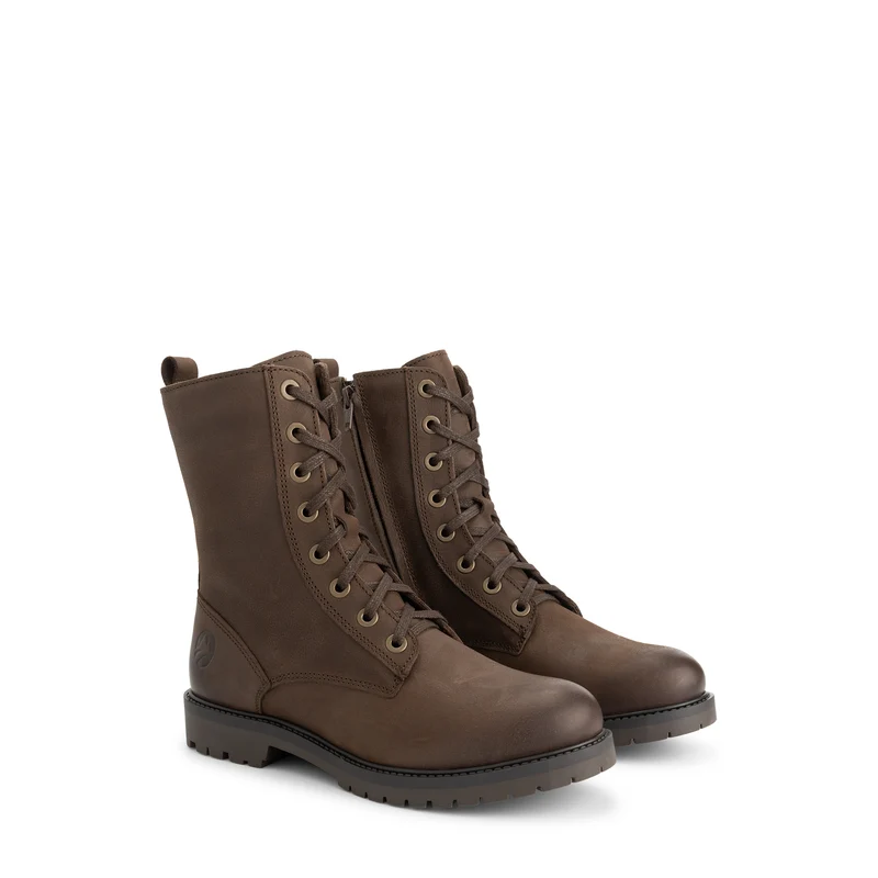 Bossvika Damen - Schnürboots met rits - Nubukleder - Braun