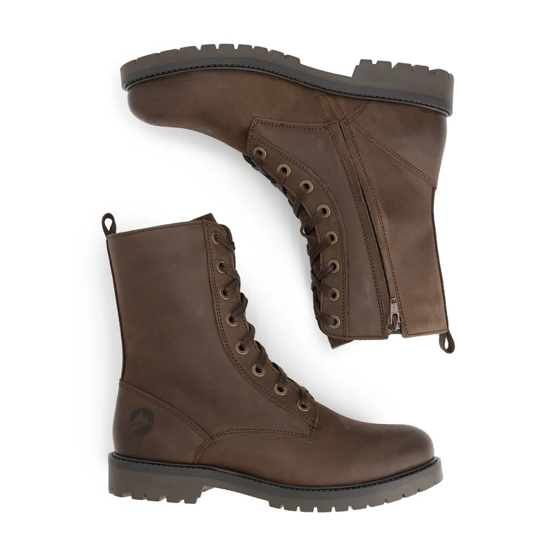 Bossvika Damen - Schnürboots met rits - Nubukleder - Braun