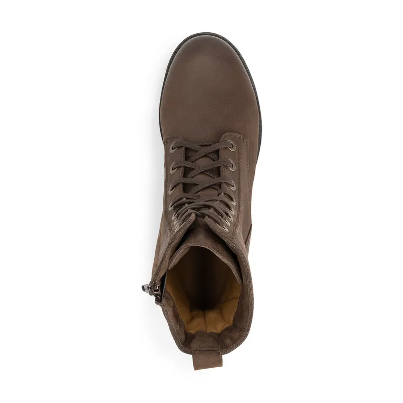 Bossvika Damen - Schnürboots met rits - Nubukleder - Braun