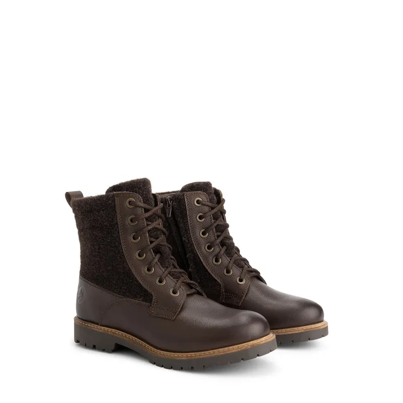 Folge Damen - Schnürboots - Wolle/Filz - Dunkelbraun