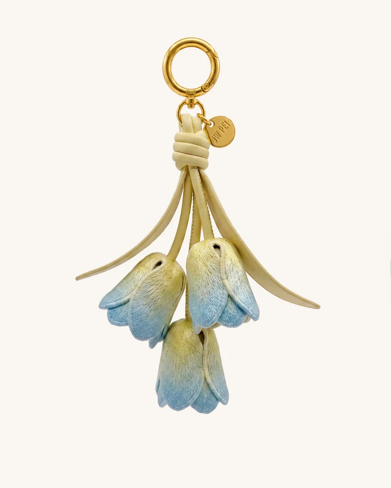 3D-bestickter Tulpen-Taschenanhänger - Helles Farbverlauf-Gelb
