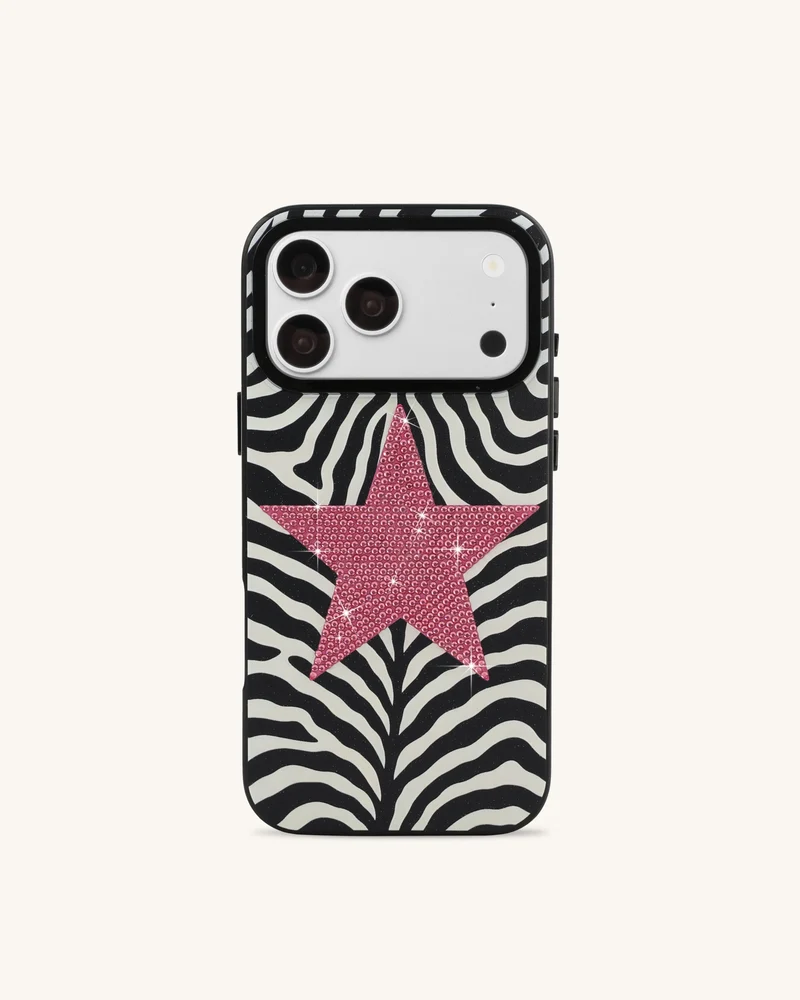Zebra Stern-Handyhülle – Schwarz