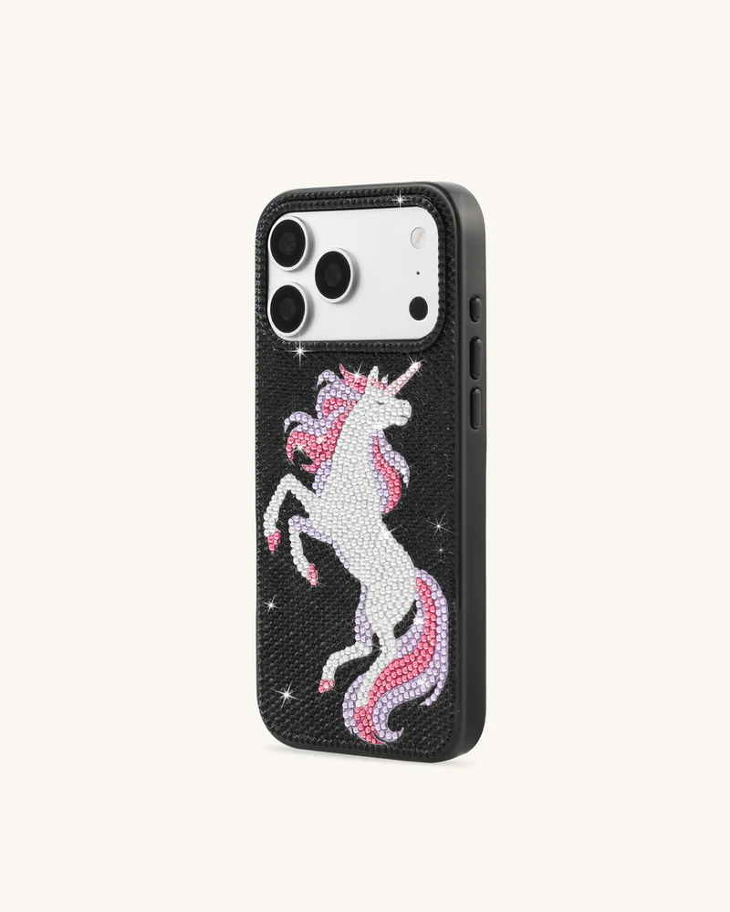 Einhorn-Handyhülle mit Strass – Schwarz