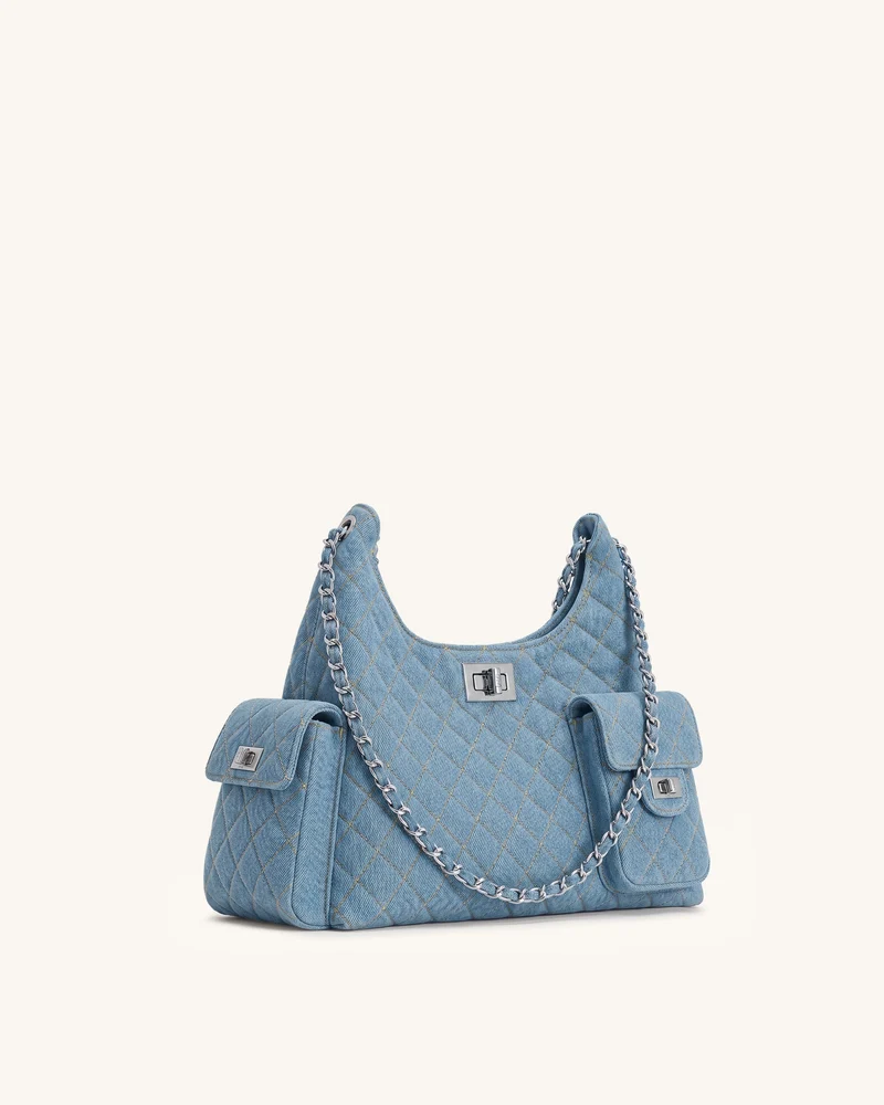 Vivian Gesteppte Kettenschultertasche - Hellblauer Denim