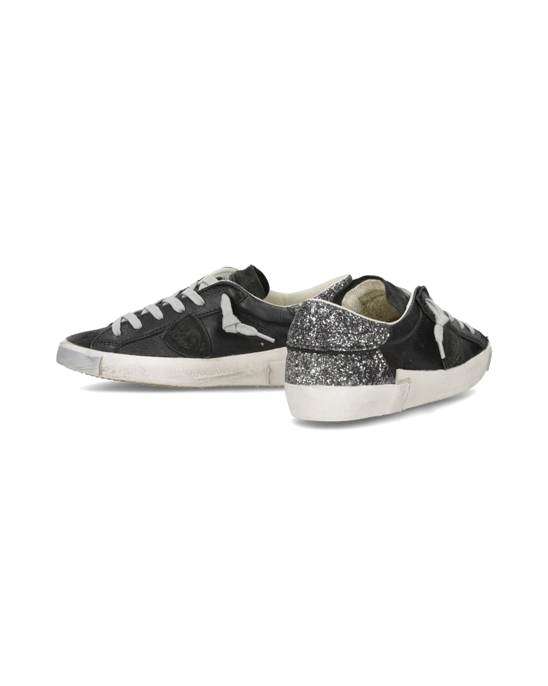 Sneakers Prsx Women with Glitter heel tab, Black Grey