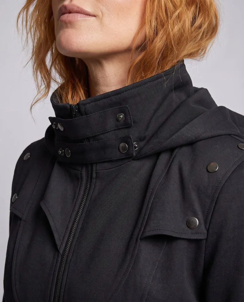 Damen asymmetrischer Kapuzenmantel mit modischen Details und praktischen Taschen Nord Taschen