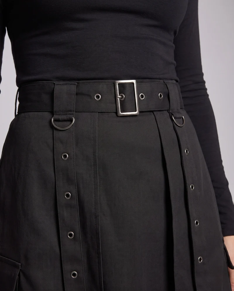 Damen asymmetrischer Rock mit praktischen Seitentaschen Nord Taschen