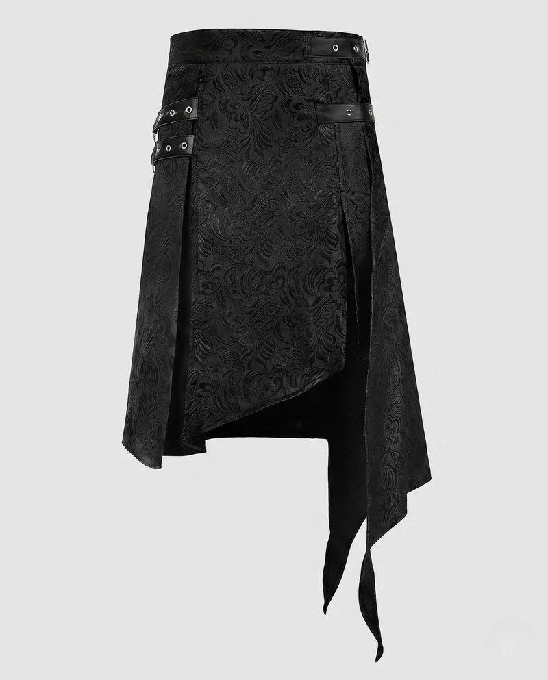 Damen asymmetrischer Rock mit Schnallen und floralem Design Nord Taschen