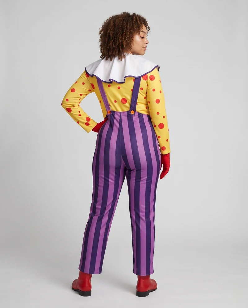 Damen Clown Kostüm mit elastischen Trägern und abnehmbarem Kragen Nord Taschen