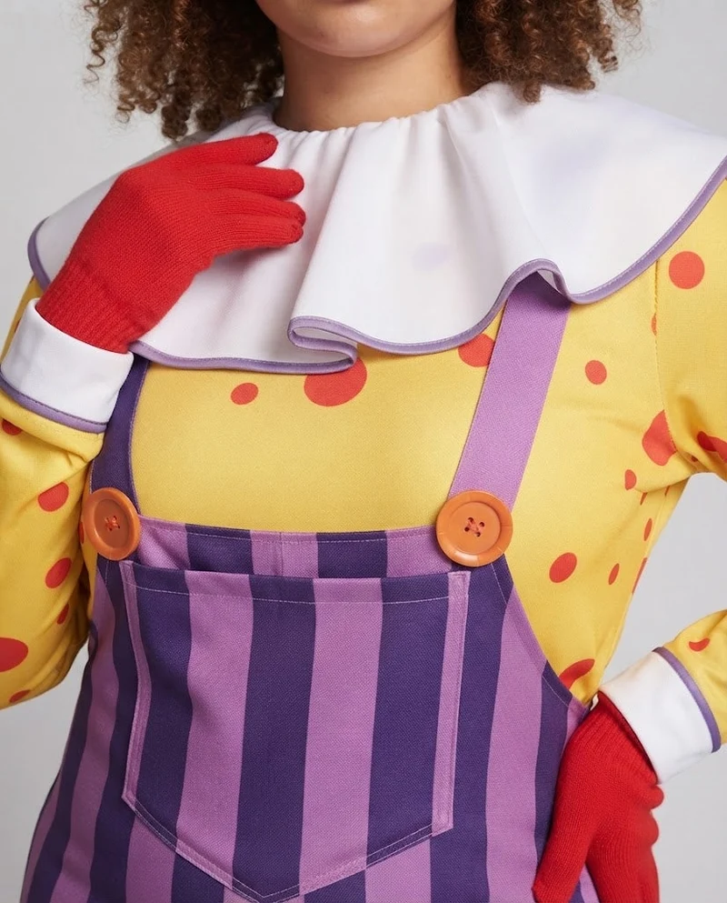 Damen Clown Kostüm mit elastischen Trägern und abnehmbarem Kragen Nord Taschen