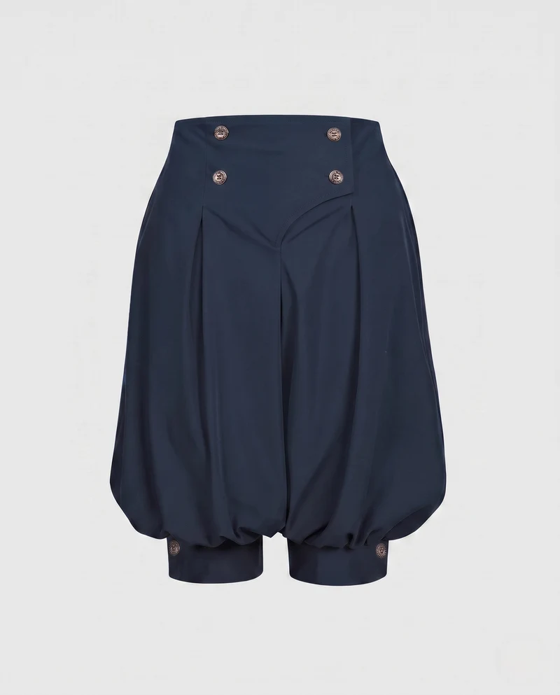 Damen elegante Ballon-Shorts mit Doppelknopfdetails Nord Taschen