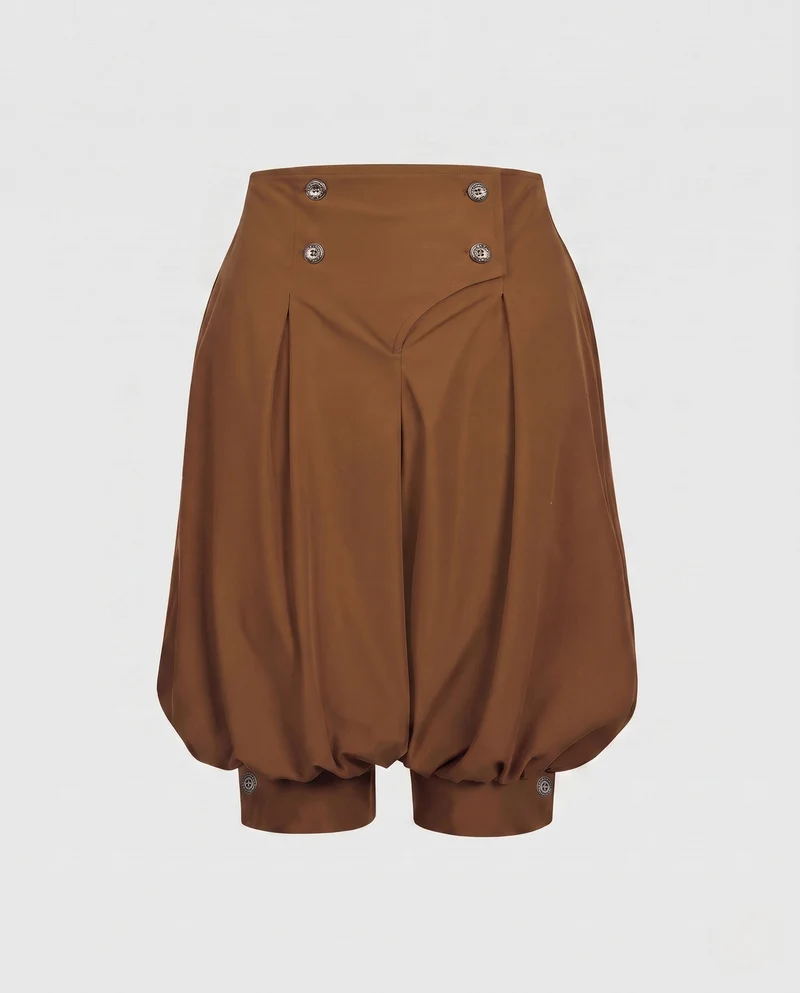 Damen elegante Ballon-Shorts mit Doppelknopfdetails Nord Taschen