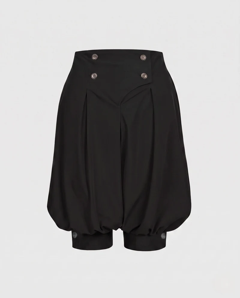 Damen elegante Ballon-Shorts mit Doppelknopfdetails Nord Taschen
