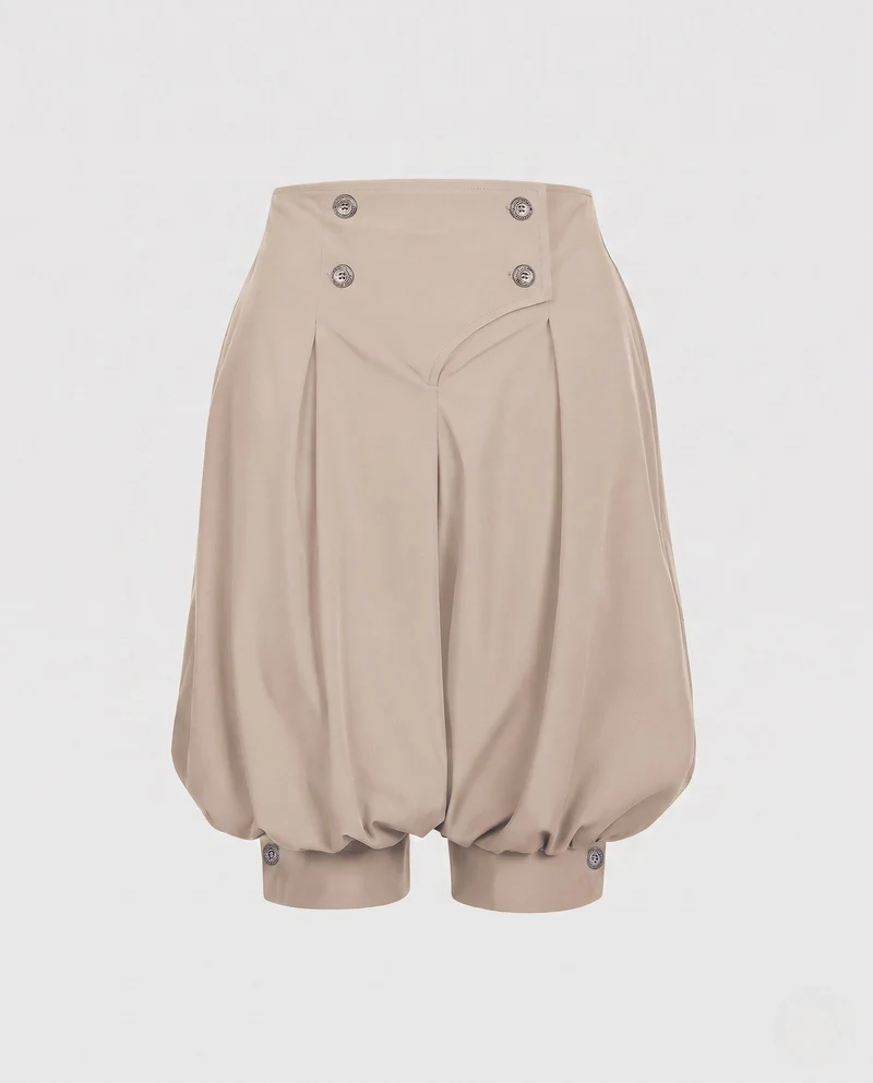 Damen elegante Ballon-Shorts mit Doppelknopfdetails Nord Taschen