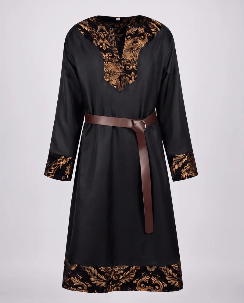 Elegante Damenkaftan mit aufwendigen Verzierungen und Gürtel Details Nord Taschen