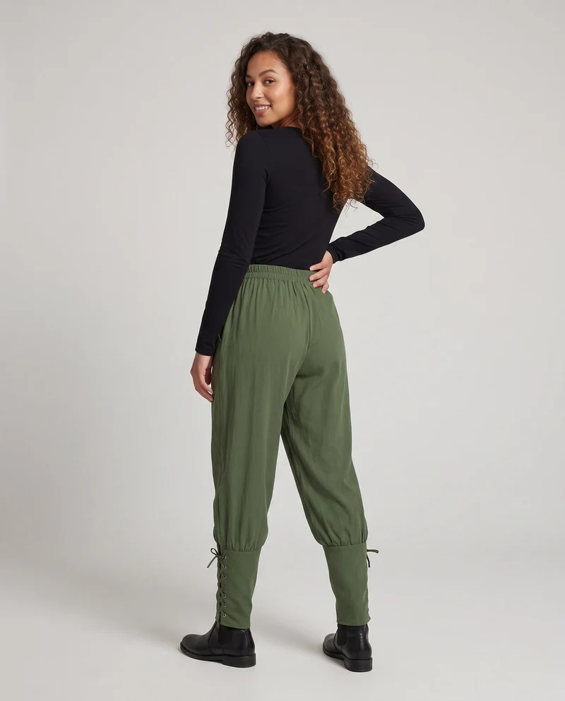 Damen Elegante und Luftige Hose mit Verstellbarem Bund Nord Taschen