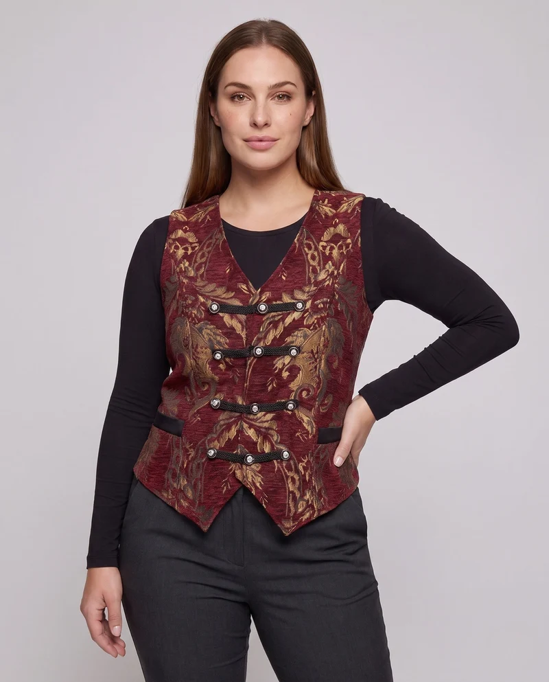 Damen elegantes Weste mit aufwendigen Verzierungen und edlem Knopfverschluss Nord Taschen