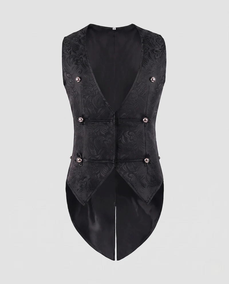 Frauen elegante Westen mit floralem Jacquardmuster und asymmetrischem Saum Nord Taschen
