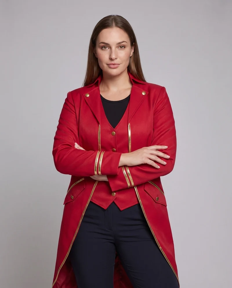 Damen Eleganter Blazer Mantel mit goldenem Detail Nord Taschen