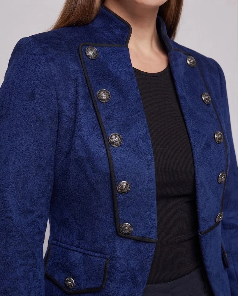Elegante Damen-Frack mit asymmetrischem Saum und kunstvollen Knöpfen Nord Taschen