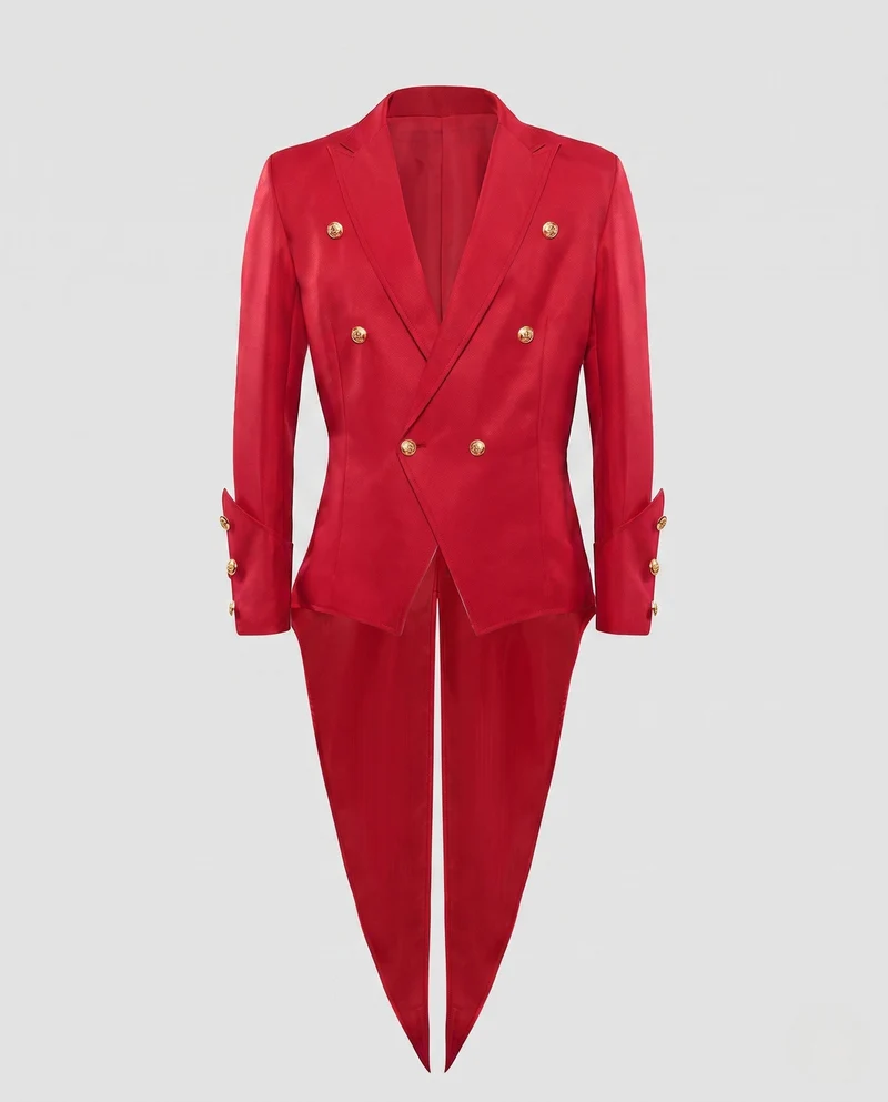 Damen eleganter Frack mit aufwendigen Knopfdetails und passendem Fliegen-Nord Taschen