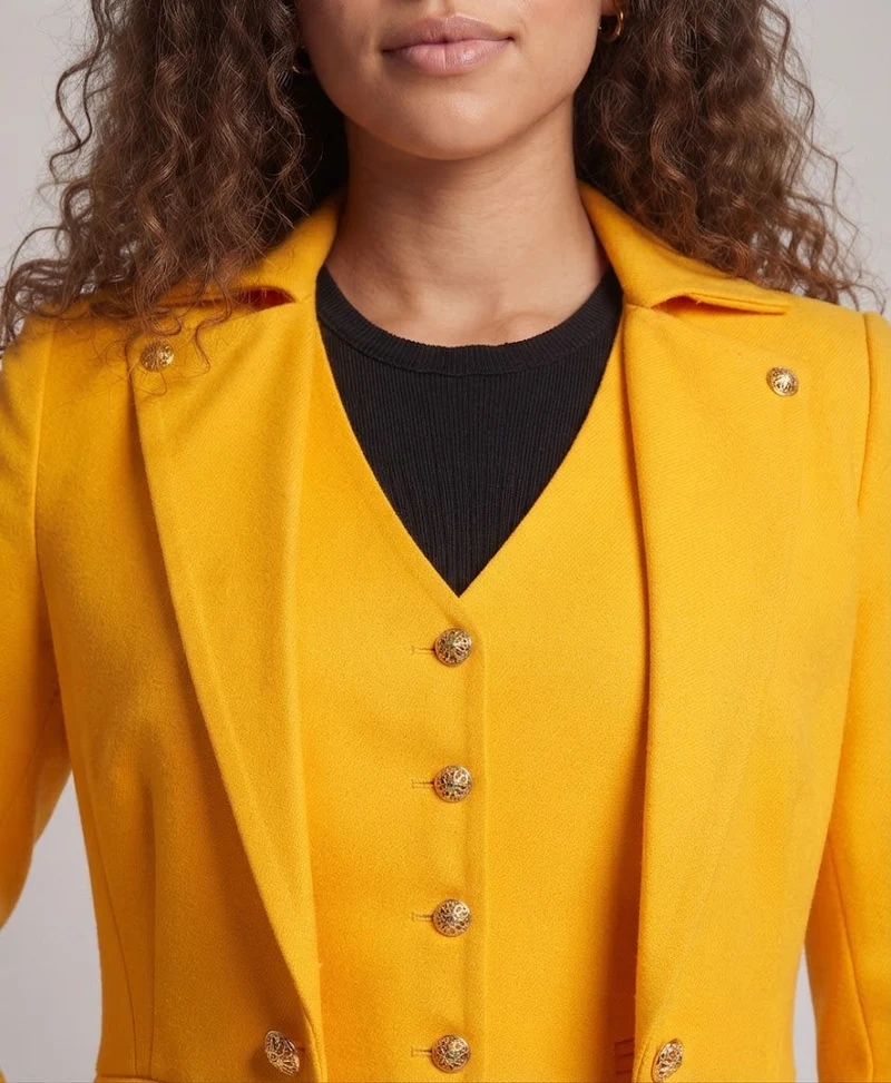 Damen elegante Frackjacke mit asymmetrischem Saum und goldenen Akzenten Nord Taschen