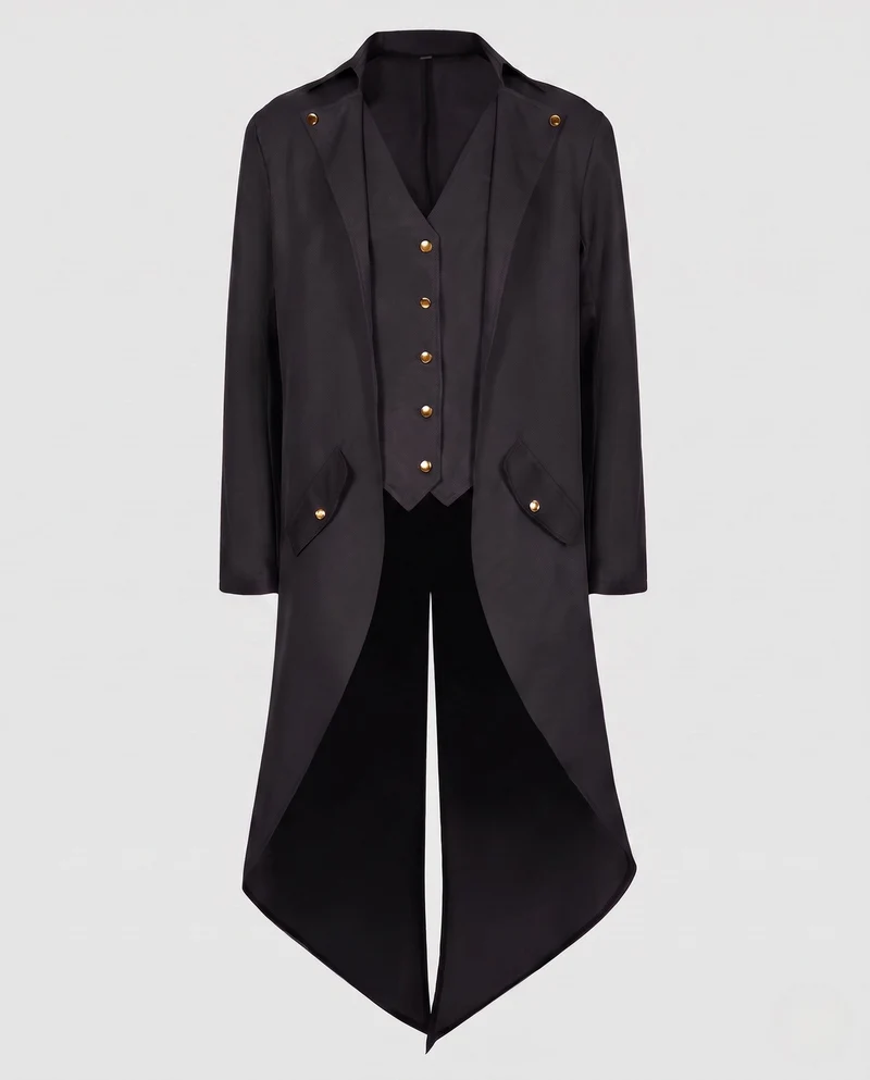 Damen elegante Frackjacke mit asymmetrischem Saum und goldenen Akzenten Nord Taschen