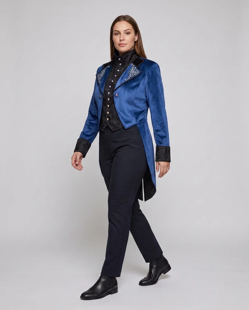 Damen elegante Frack mit aufwendigen Verzierungen und exquisiten Knöpfen Nord Taschen