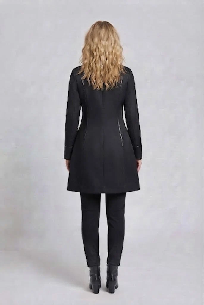 Damen elegante Frack mit Spitze Akzenten und dekorativem Knopfverschluss Nord Taschen