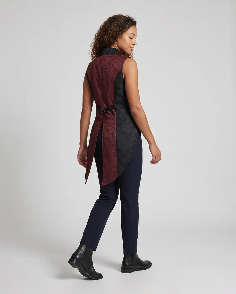 Damen elegante, taillierte Frack mit Floral Muster und asymmetrischem Saum Nord Taschen