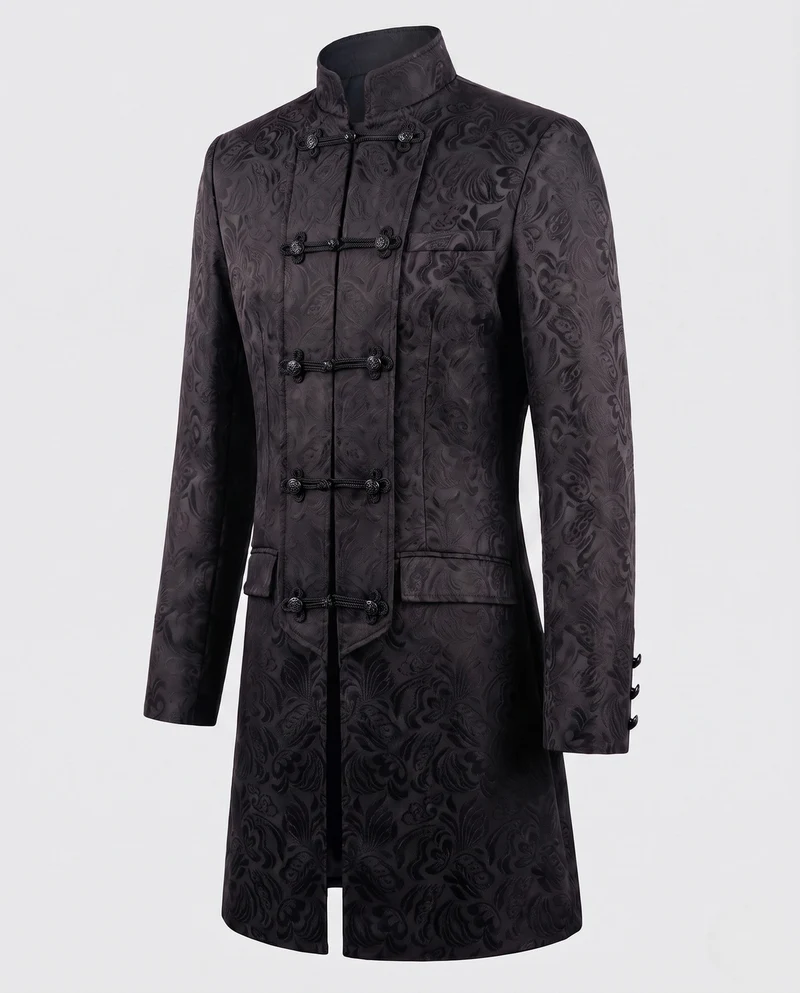Damen eleganter maßgeschneiderter gesteppter Mantel mit komplexem Muster Nord Taschen