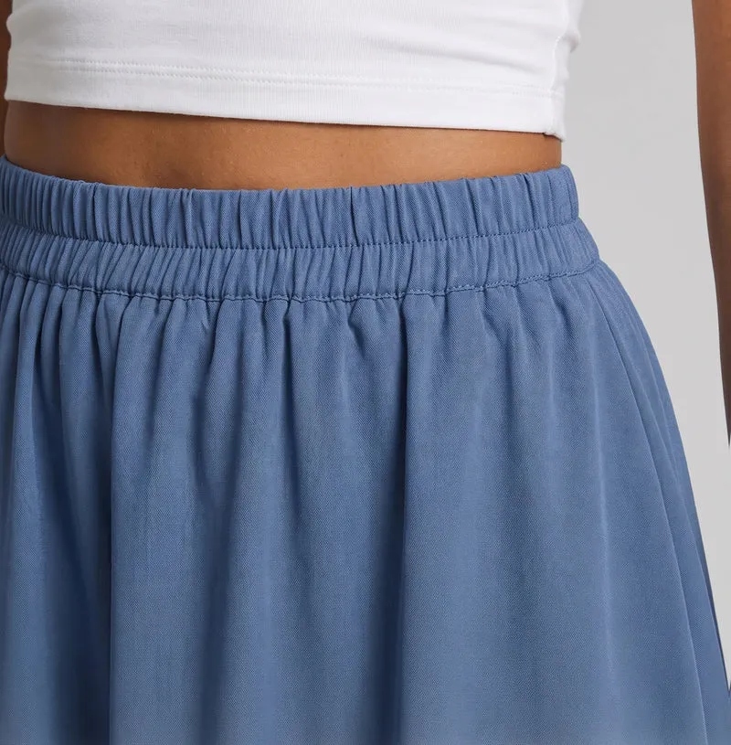 Damen elegante zweilagige Maxirock mit fließendem Schnitt und elastischem Bund Nord Taschen