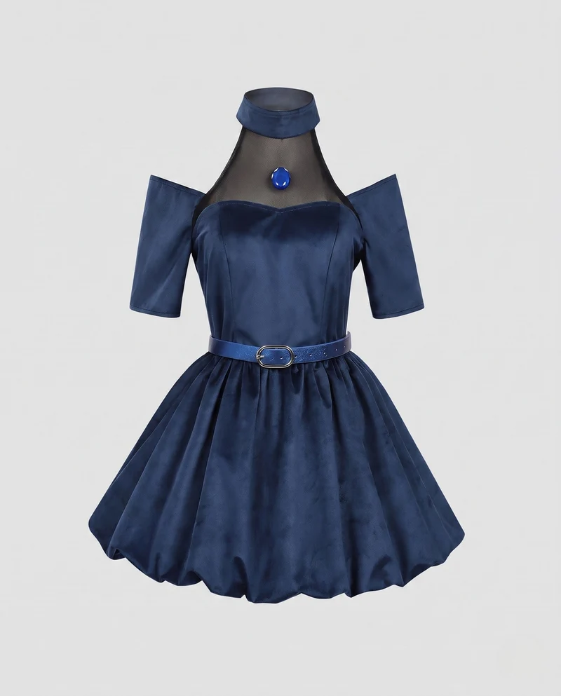 Damen elegantes Abendkleid mit transparentem Ausschnitt und Zubehör Nord Taschen
