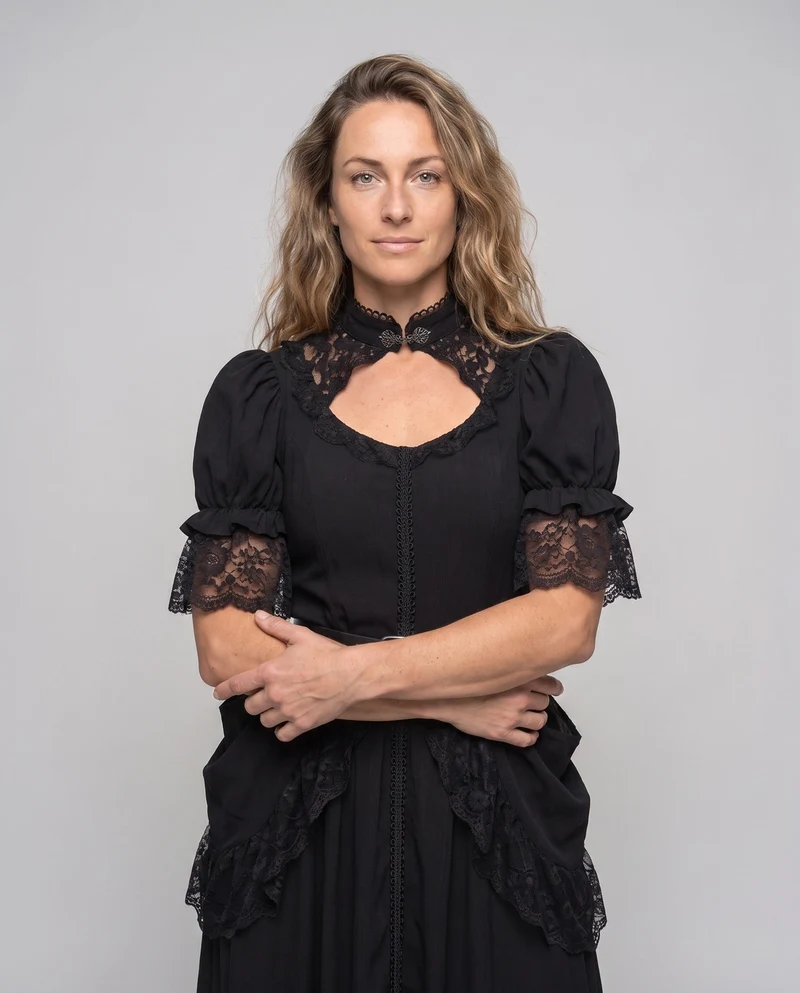 Damen elegante Ballkleid mit Spitzenverzierungen und fließendem Rock Nord Taschen