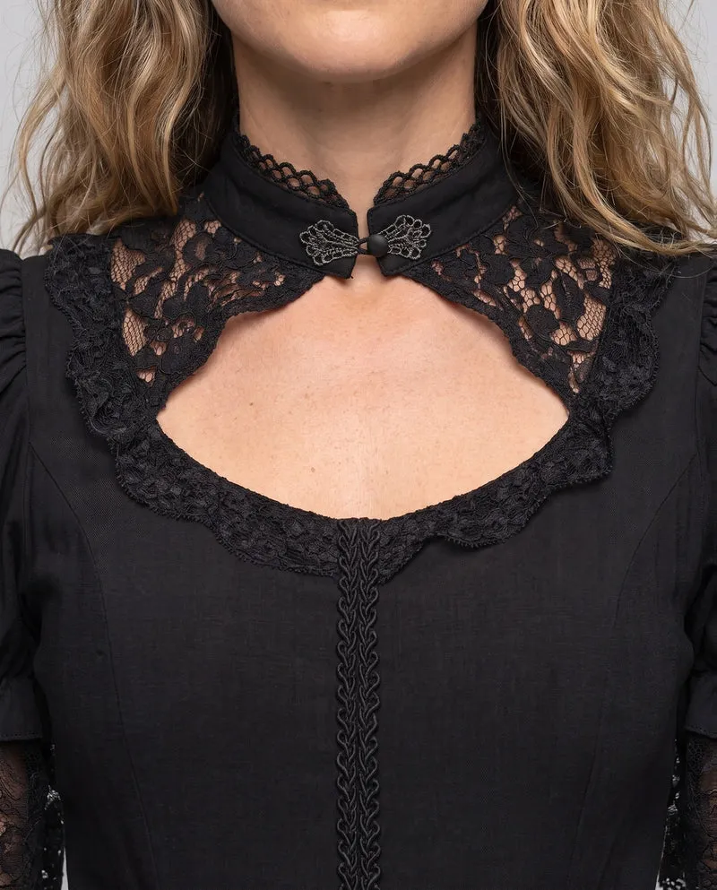 Damen elegante Ballkleid mit Spitzenverzierungen und fließendem Rock Nord Taschen