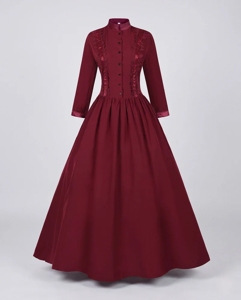 Frauen Elegante Maxi Kleid mit Floral Spitze Verzierungen und Maßgeschneidert Schnitt Nord Taschen