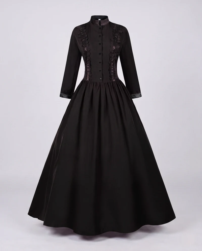 Frauen Elegante Maxi Kleid mit Floral Spitze Verzierungen und Maßgeschneidert Schnitt Nord Taschen