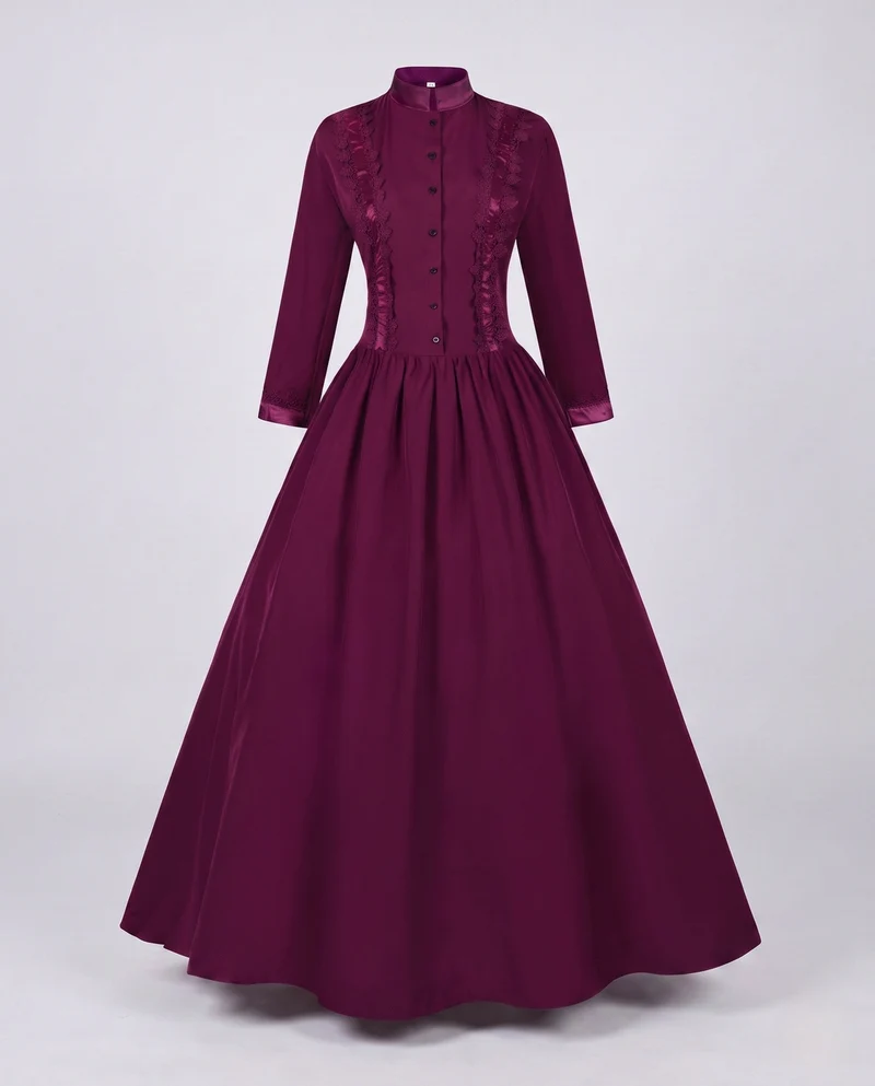 Frauen Elegante Maxi Kleid mit Floral Spitze Verzierungen und Maßgeschneidert Schnitt Nord Taschen