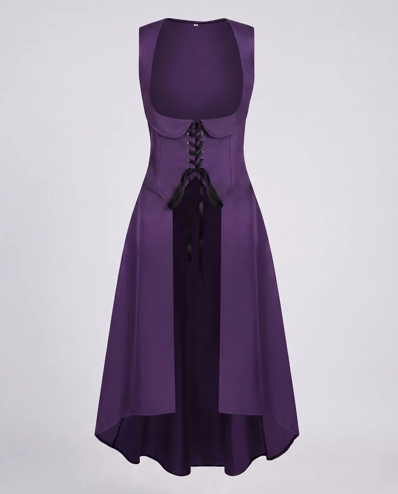 Frauen elegantes Midikleid mit raffiniertem Schnürdetail und fließendem Schnitt Nord Taschen