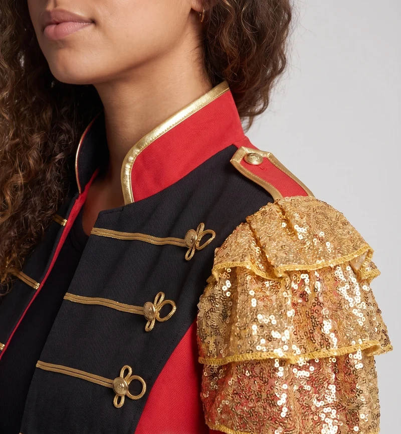 Frauen festliches Kostümjacke mit glitzernden Akzenten und aufwendig gestalteter Knopfblende Nord Taschen