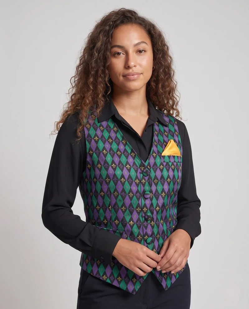 Damen festliches Weste mit elegantem Muster und passenden Accessoires Nord Taschen