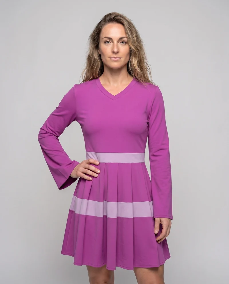 Damen Freizeitkleid mit lockerer Passform und strukturiertem Rock Nord Taschen