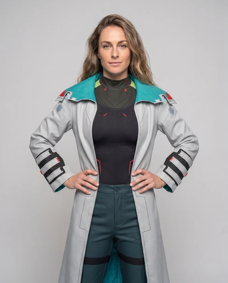 Frauen futuristisches Cosplay-Set mit robuster Jacke und passender Hose Nord Taschen