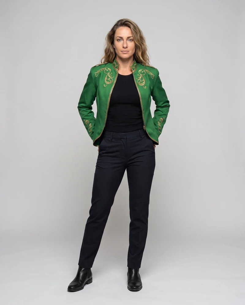 Damen historisches Kostümjacke mit aufwendigen Verzierungen Nord Taschen
