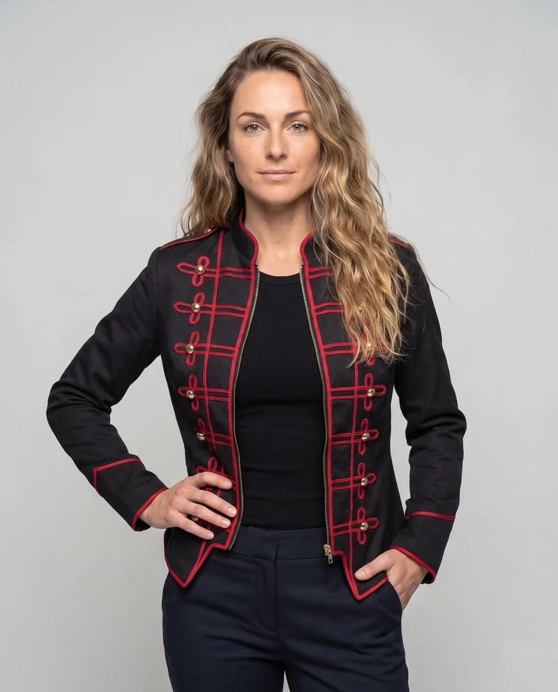 Frauen historische Militärjacke mit goldenen Verzierungen Nord Taschen