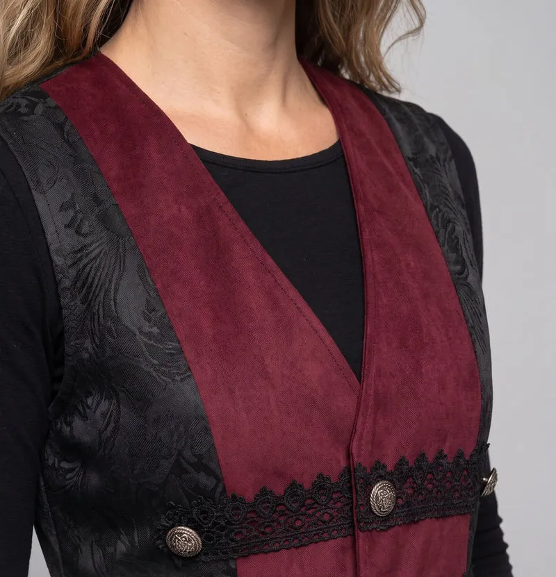 Damen historische gesteppte Jacke mit kunstvollen Knöpfen und elegantem Umhang Nord Taschen