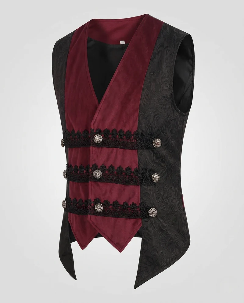 Damen historische gesteppte Jacke mit kunstvollen Knöpfen und elegantem Umhang Nord Taschen