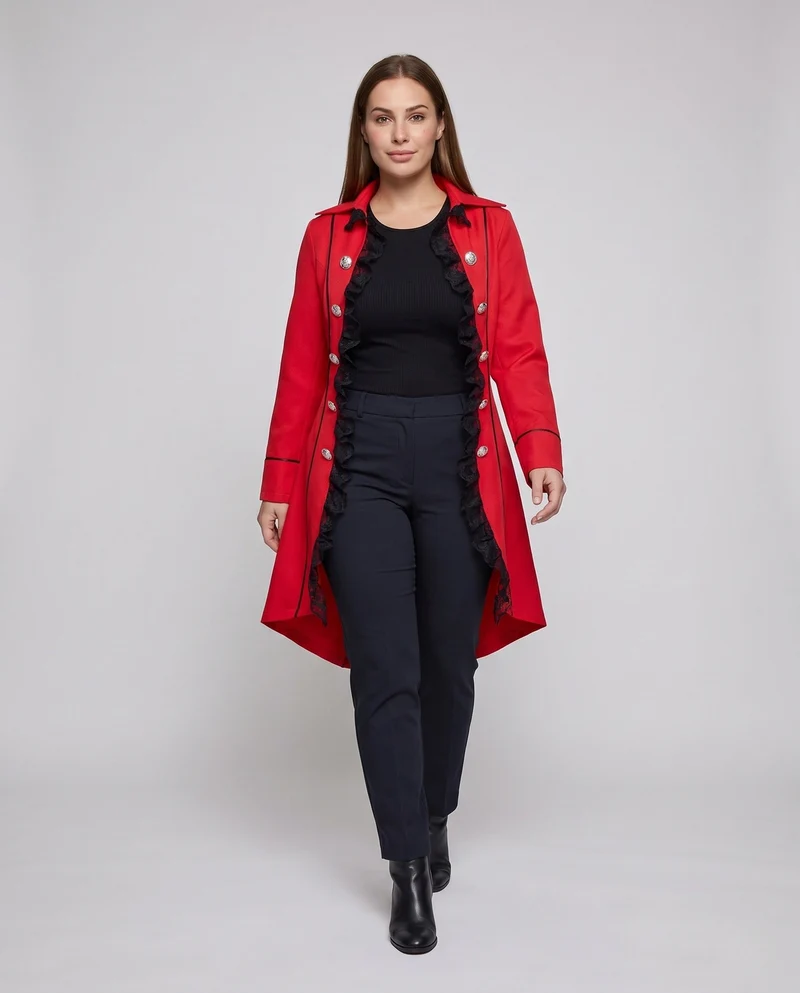 Damen historischer Schnittmantel mit elegantem Spitzenbesatz Nord Taschen